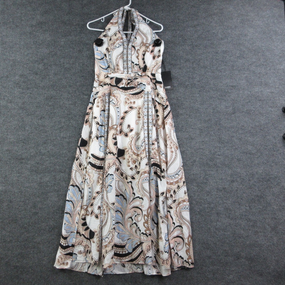 White House Black Market Dress Womens 8 White Halter Smocked Maxi Sundress NWT